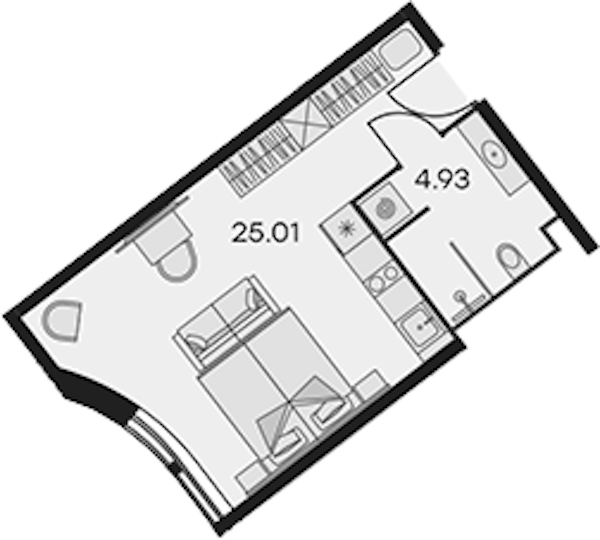 Квартира студия 29.94 м², 3/15 эт., Апарт-отель «Апарт-отель 25-7 Заневский»